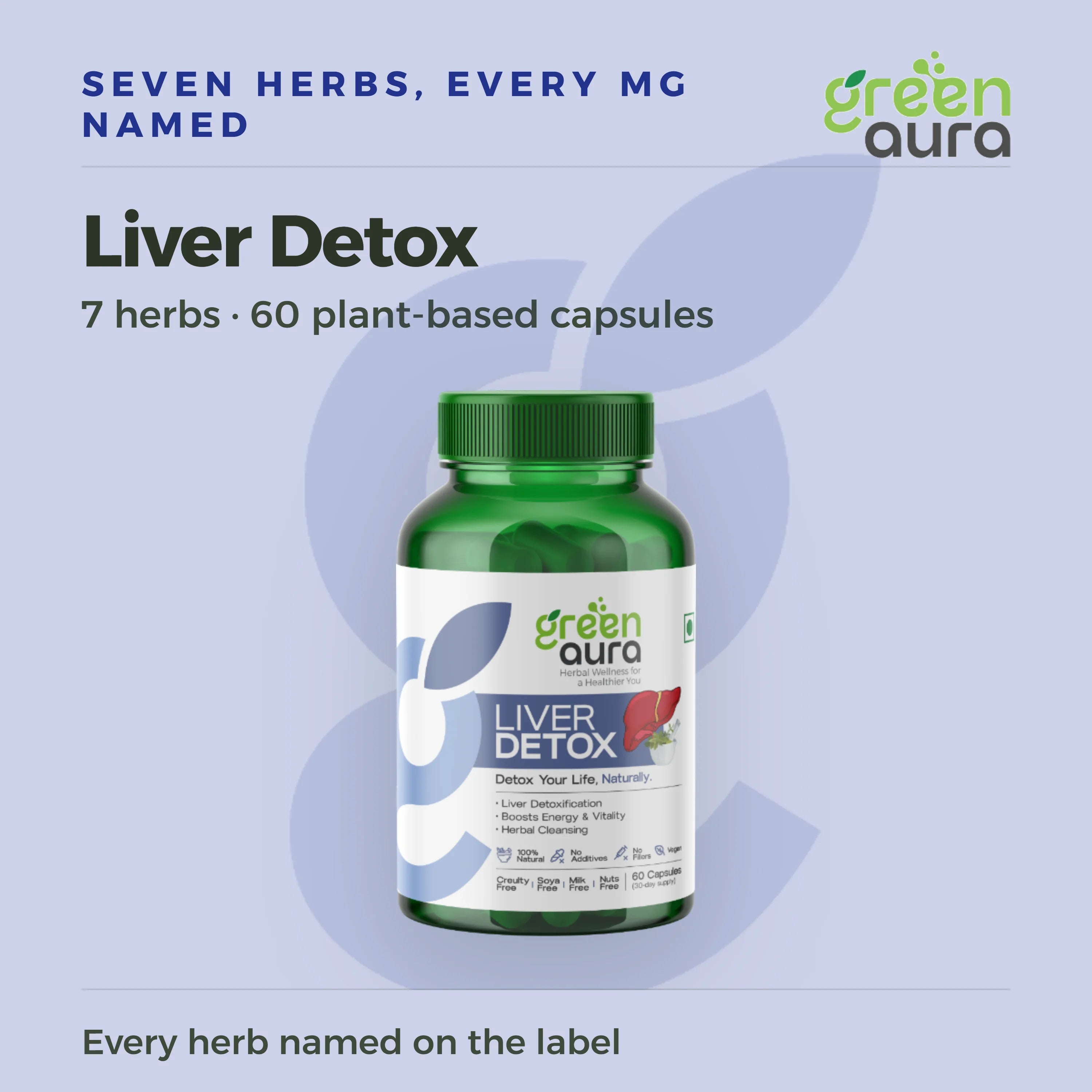 Liver Detox, seven herbs, 60 plant-based capsules