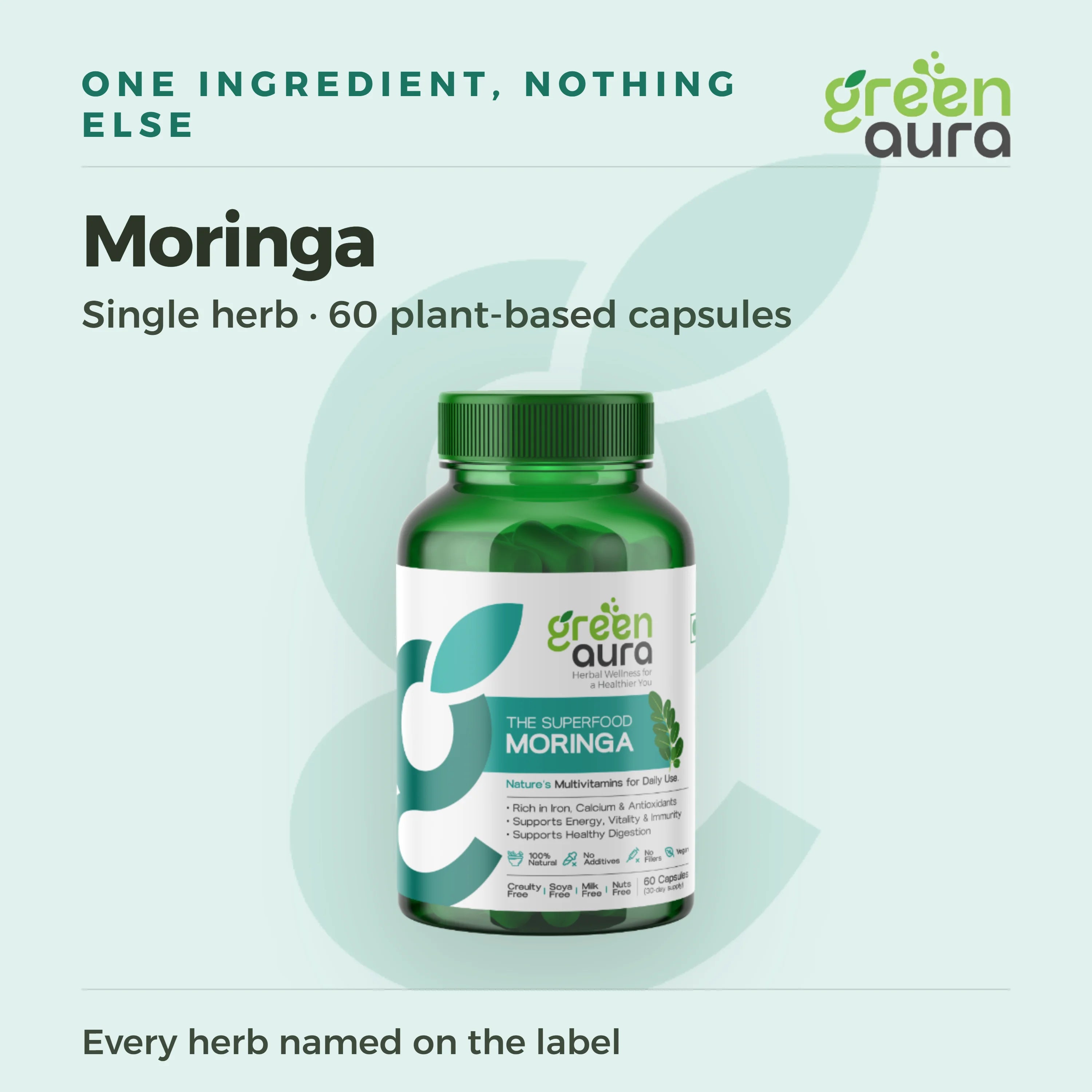 Moringa, single herb, 60 plant-based capsules